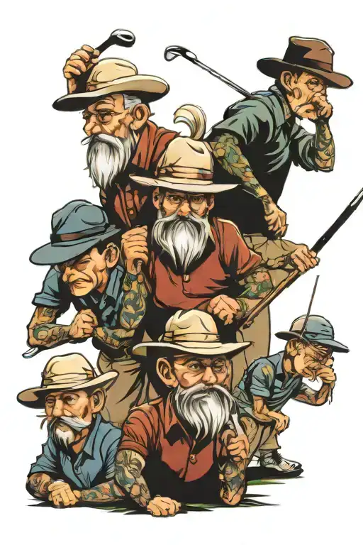 Father And Sons Golfing Wearing A Hat