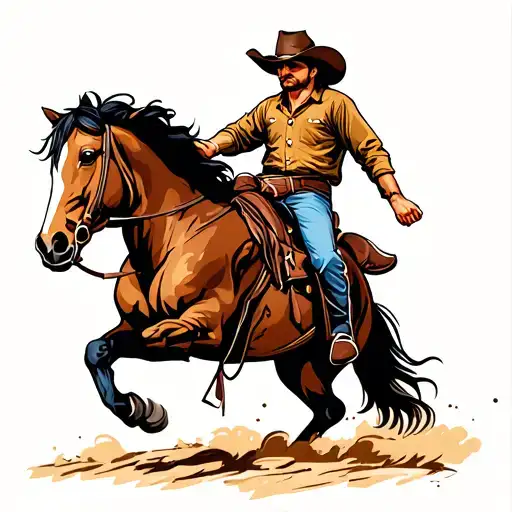 Cowboy On Bucking Horse
