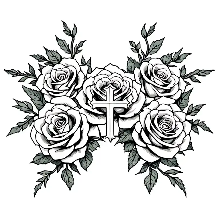 Cross With Roses Intertwined