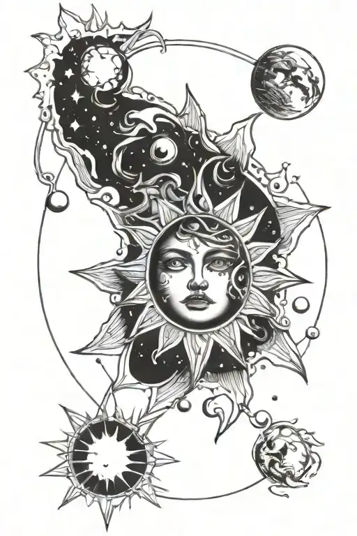Space Arm Tattoo Sun Has Face