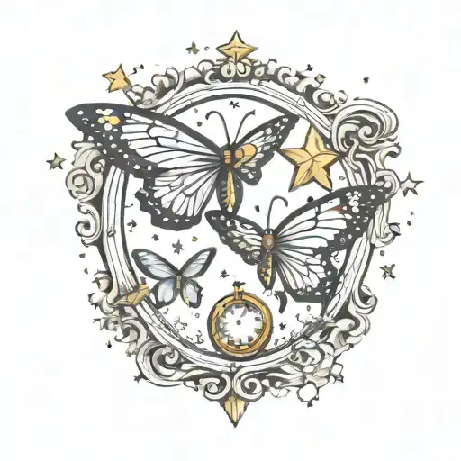 Butteflies With Stars And Fairy Dust With Heart Shaped Locket