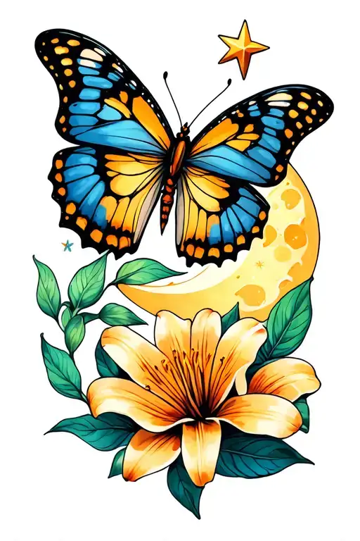 Lilys Butterfies And Stars Moon