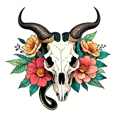 Snake Skull Taurus Flowers