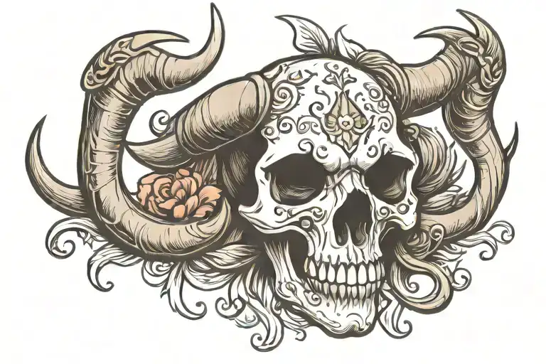 Bull Horn Skull