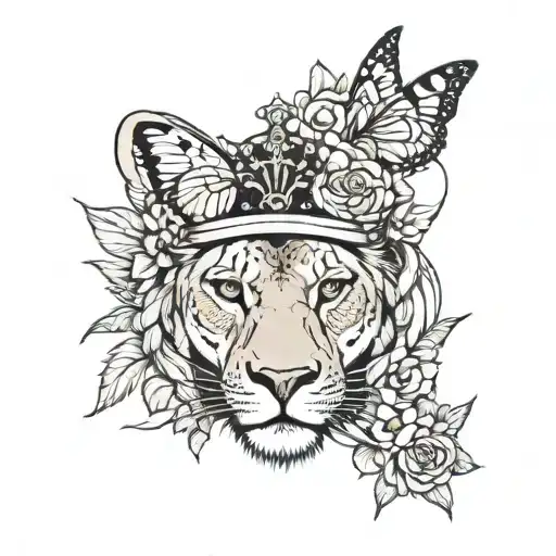 Lioness Butterfly Crown Surrounded