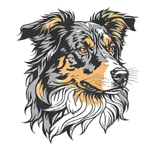Dog Australian Shepherd Silhouette Formed