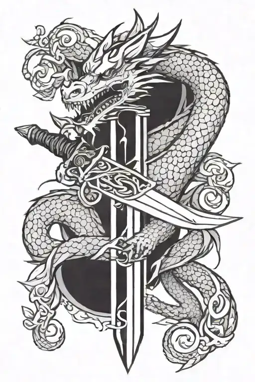 Sword With Dragon Wrapped