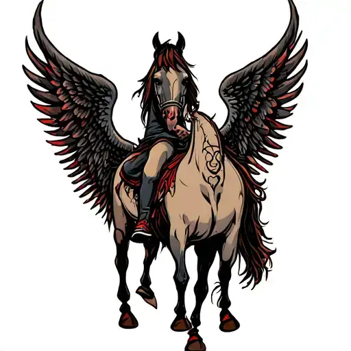 Demonic Wings On A Horse Back