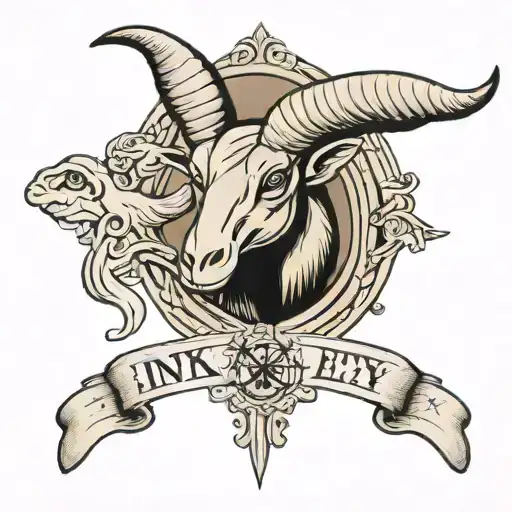 Ram Head And Lettering Saying Jinx And Ey Up Duck