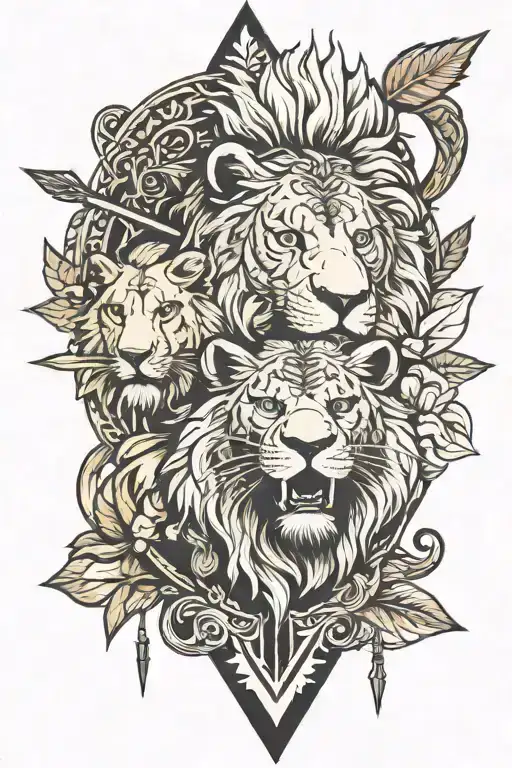 Arrow And Three Lion Head