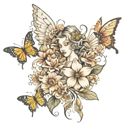 Angel Flowers Butterflies