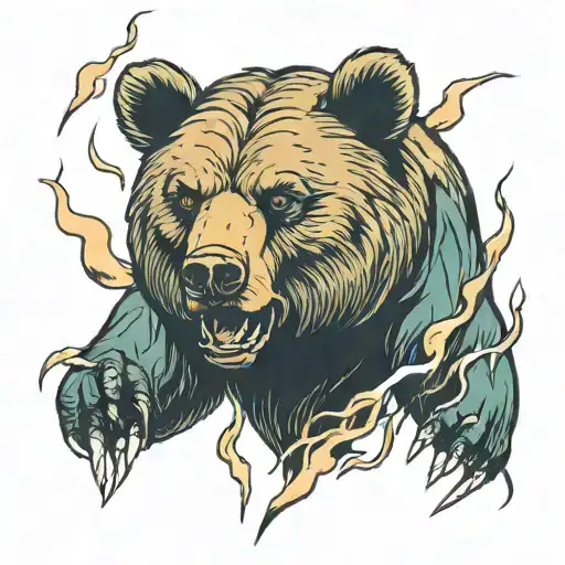 Bear And Lightning Bolt Striking