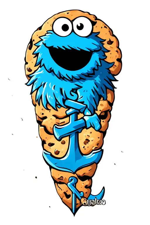 Cookie Monster With An Anchor Intertwined