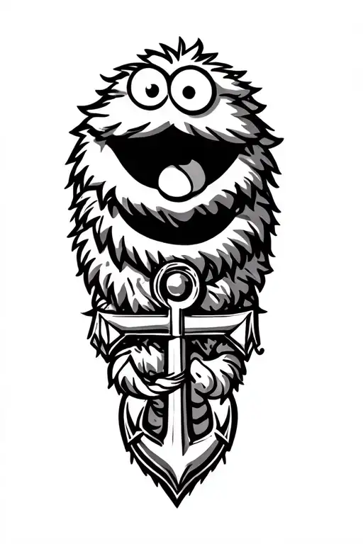 Cookie Monster With An Anchor Intertwined