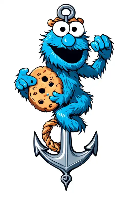 Cookie Monster With An Anchor Intertwined
