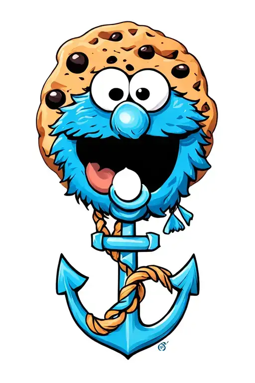 Cookie Monster With An Anchor Intertwined