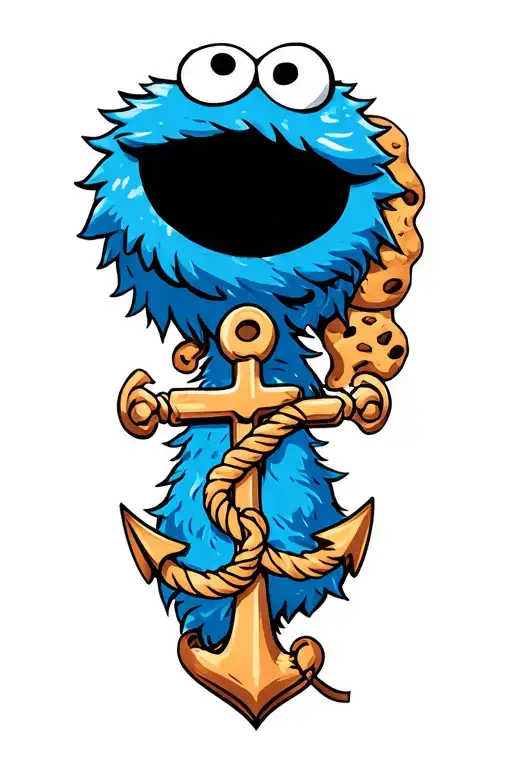 Cookie Monster With An Anchor Intertwined