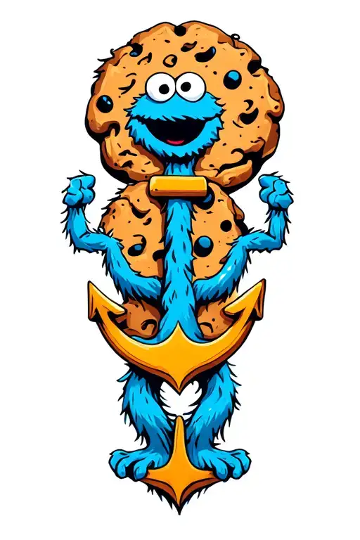 Cookie Monster With An Anchor Intertwined
