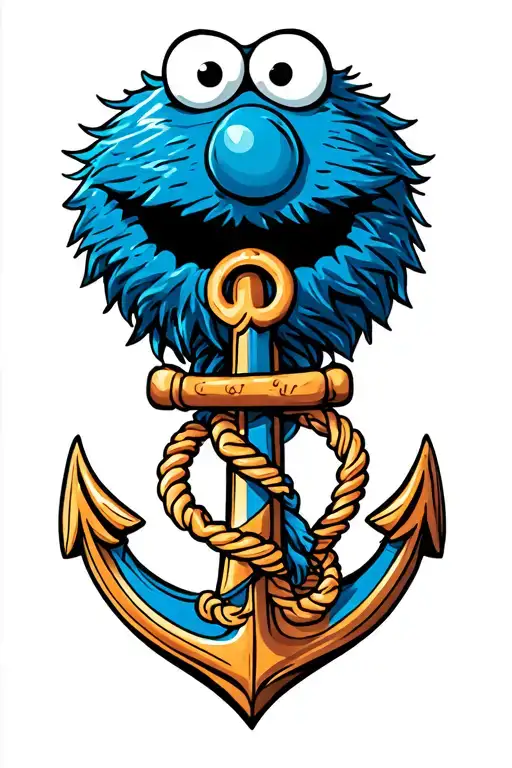 Cookie Monster With An Anchor Intertwined