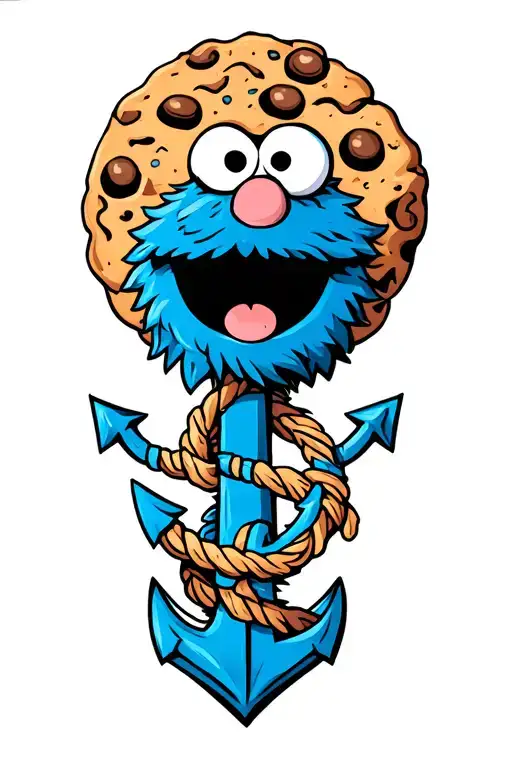 Cookie Monster With An Anchor Intertwined
