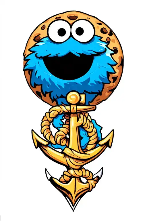 Cookie Monster With An Anchor Intertwined