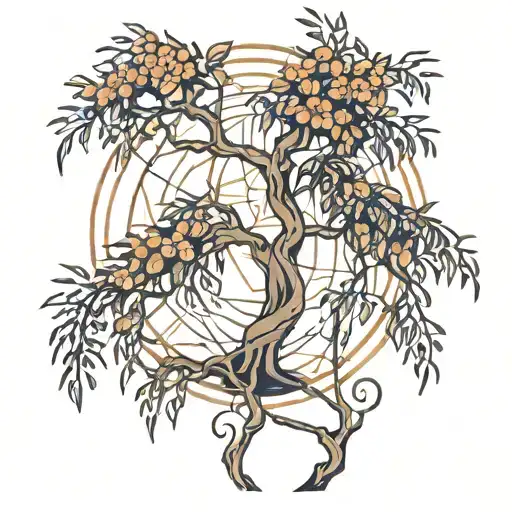 Geometric Willow Tree Branch