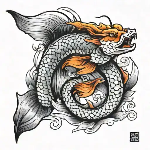 Koi Fish And Chinese Dragon