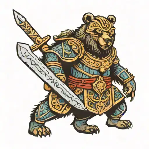 Lithuanian Viking Bear Wearing Warrior Armor