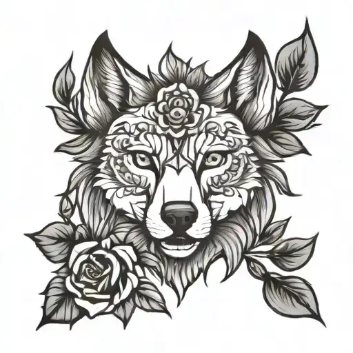 Wolf Flower Black Grey