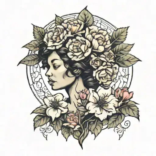 Carnation Flower Woman Tree Growing