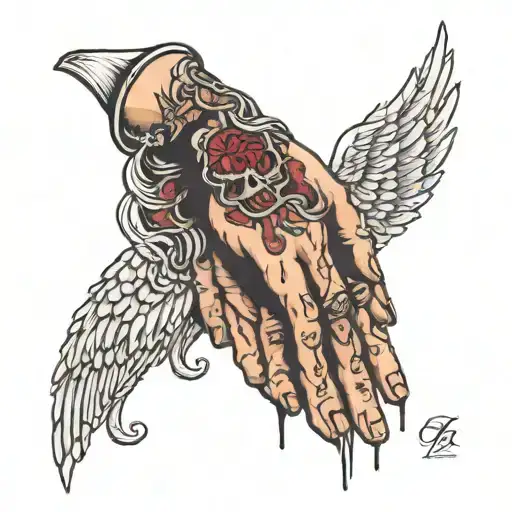 Tattoos Of Praying Hands And Death Angel