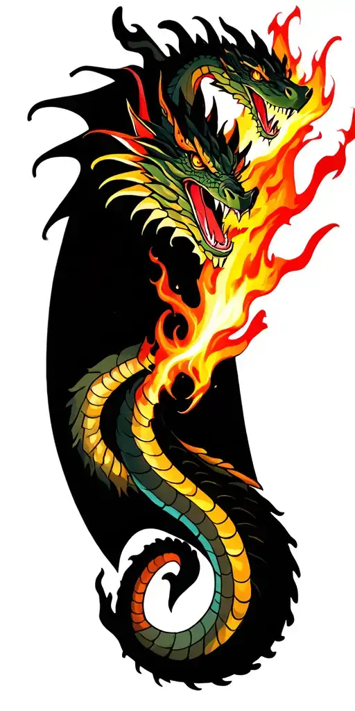 Serpent Dragon Breathing Fire