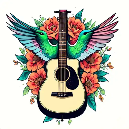 Hummingbird And Acoustic Guitar