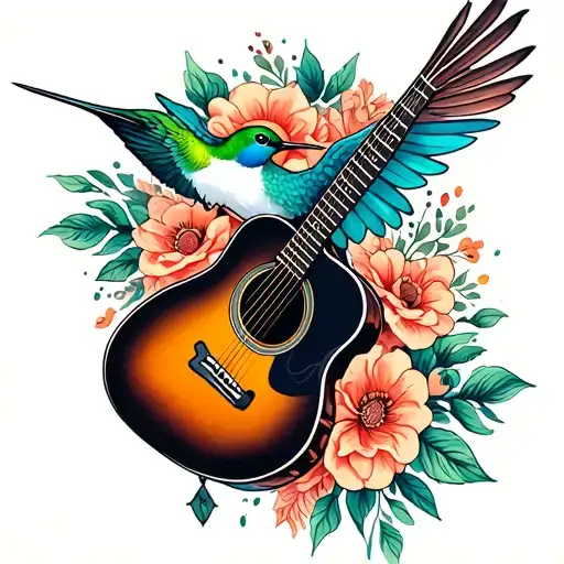 Hummingbird And Acoustic Guitar