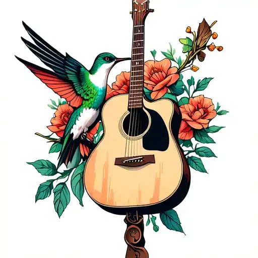 Acoustic Guitar And Hummingbird
