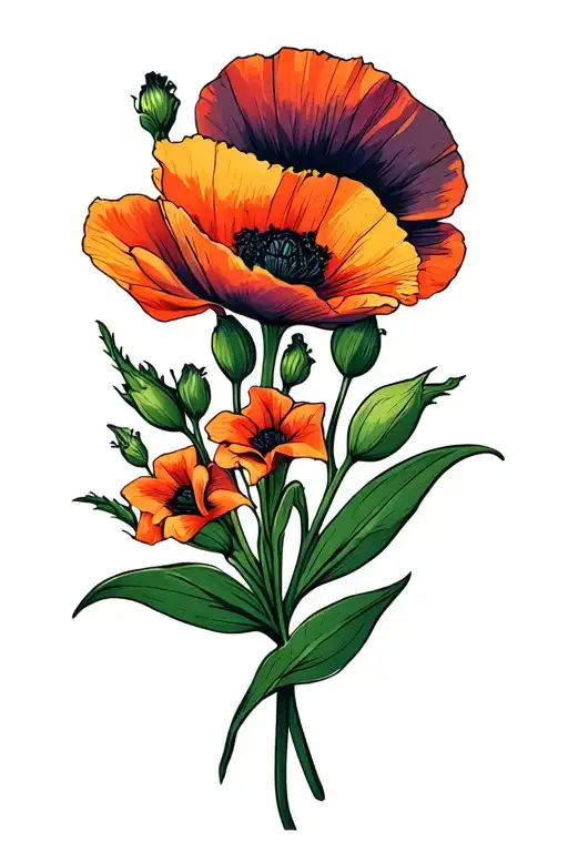 Poppy And Gladiolus Flowers