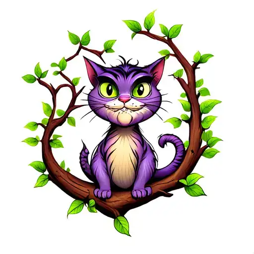 Happy Cheshire Cat In A Tree