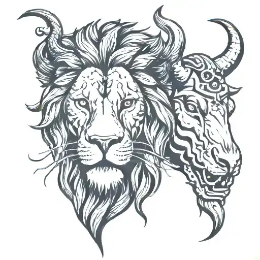Lion And Bull Head