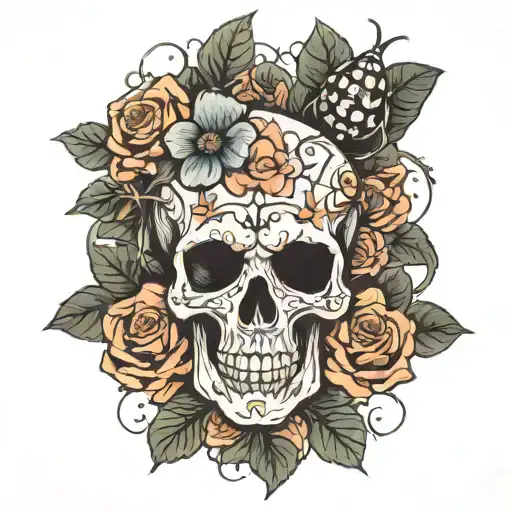 Neo-traditional Floral Skull With Spider