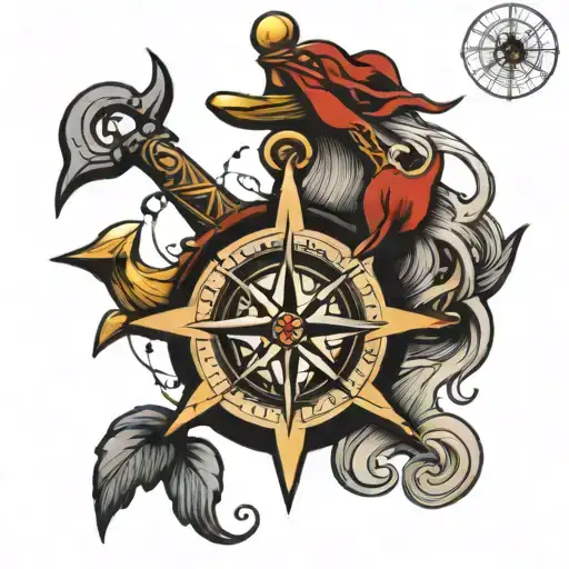 Compass Anchor Cruise Ship Tattoo Designs