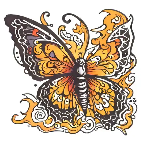 Butterfly With Wings Made Of Fire