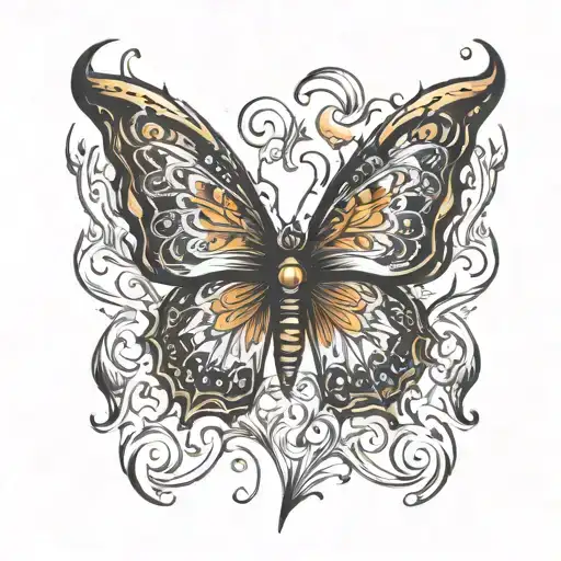 Butterfly With Wings Made Of Fire