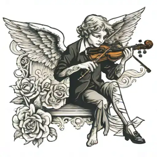 Sad Angel Playing Violin