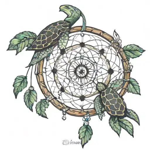 A Turtle Shaped Dreamcatcher With The Tree Of Life