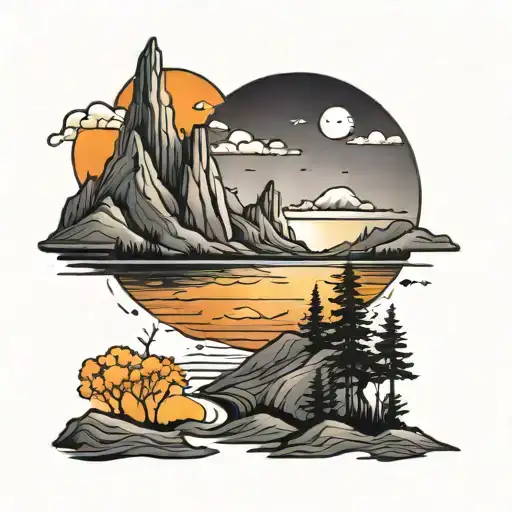 Sunset Over Mountain