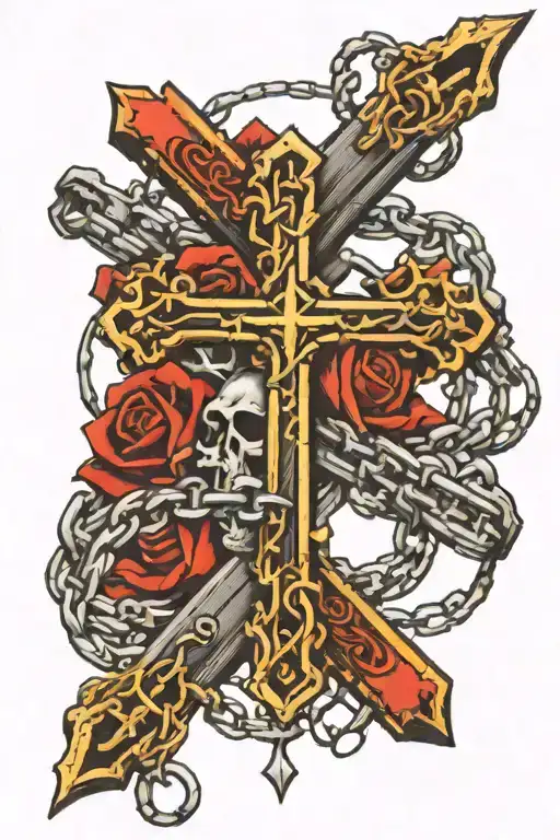 Cross With Broken Chain Links