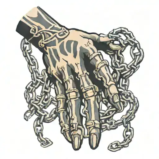 Skeleton Hands As Chains On Real Hand