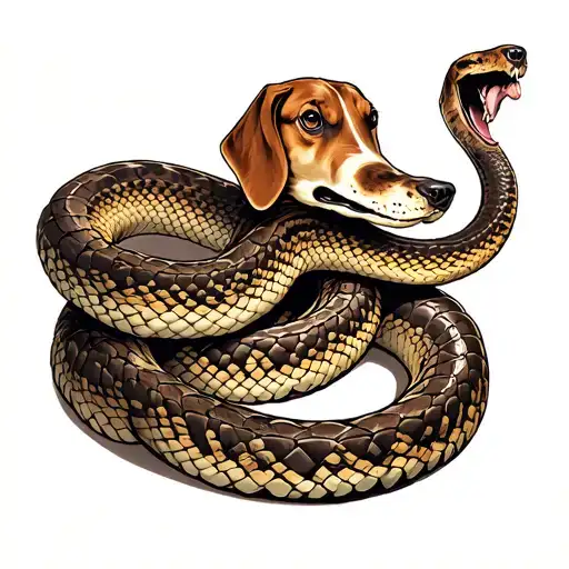 Coiled Rattle Snake With Beagle Head