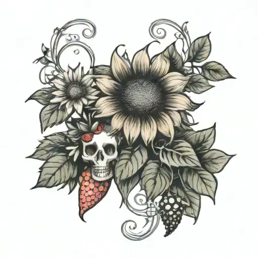 Sunflower And Strawberry Vine