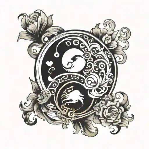 Yin Aquarius And Yang Symbol Leo